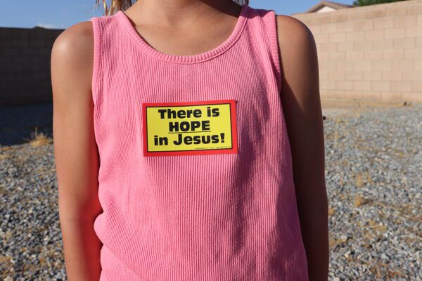 There is Hope in Jesus_Sticker on T-Shirt